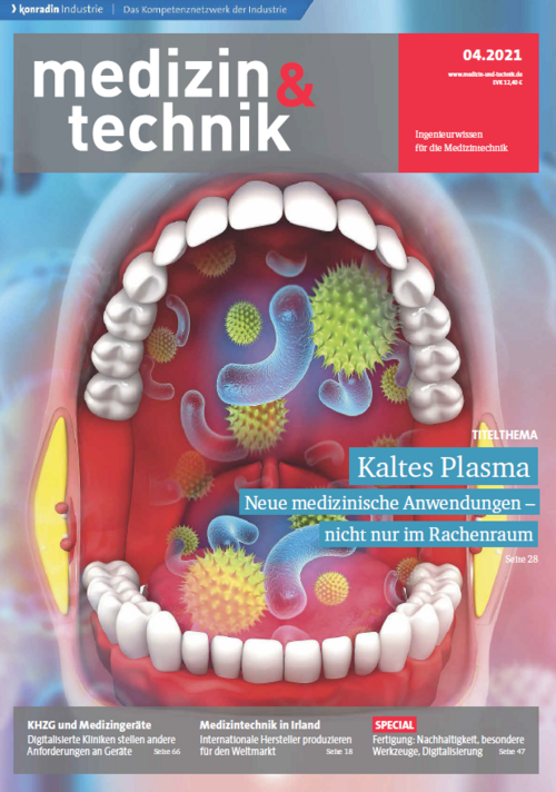 Titelblatt bzw. Deckblatt des Magazins "medizin&technik", Ausgabe 04/21